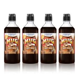 Sodastream Mug Root Beer New Pour Bottle Drink Mix, 4 Pack Mug Root Syrup for Sparkling Water Makers, Control Your Fizz with Sodastream Flavors, 4 x 14.9 Fl Oz (440ml) Makes about 96 Drinks Per Pack (EXP 03/27/27)
