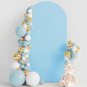 Wokceer 6.6FT Wedding Arch Cover Spandex Fitted Wedding Arch Stand Covers Round Top Chiara Arch Backdrop Cover for Birthday Party Ceremony Banquet Decoration Dusty Blue