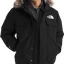 THE NORTH FACE Men's McMurdo Bomber Jacket | Waterproof, Waterfowl Down Insulation, Hooded Jacket (X-Large, Tnf Black/Tnf Black)