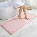 Bathroom Runner Rug 24x59 Pink Non Slip Fluffy Long Bath Mat for Bathroom Floor Washable Plush Luxury Bath Rug for Tub Absorbent Shower Sink Mat Bedside Rug