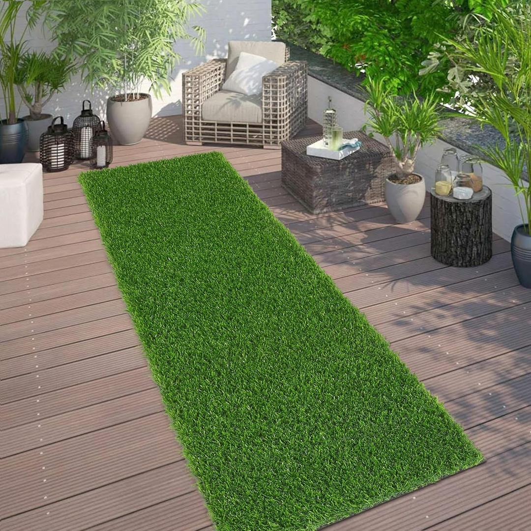 Bsmathom Artificial Grass Rug Indoor Outdoor Rug, Synthetic Artificial Grass Turf 3x10FT, Fake Grass Turf Rug Artificial Grass Outdoor Rug for Balcony Garden Lawn Landscape, 3x10Ft