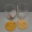 Laundry Detergent Dispenser with Bamboo Lids, Shelf Stand, Spouts, 8 Waterproof Labels, 2 Glass Cups for Liquid Detergent - 2-Pack 120 oz Glass Containers for Laundry Room Organization and Storage