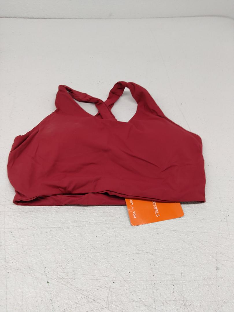 Sports Bras for Women Criss-Cross Back Padded Workout Tank Tops Medium Support Crop Tops for Women (Rumba Red, L)
