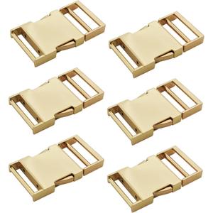 6 pcs 1 inch Metal Buckles Side Quick Release Single Adjustable Buckle for Straps Paracord Backpack Webbing Belt Dog Collars,Light Gold (Slot Length(Inside)_1"(25mm))