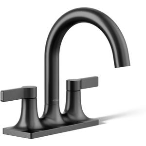 KOHLER 28124-4K-BL Venza Centerset Bathroom Sink Faucet, 1.2 gpm, Matte Black
