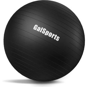 GalSports Anti-Burst Slip Resistant Stability Ball - Swiss Ball for Home Gym & Physical Therapy (L(26ines/65cm/No Pump), Black)