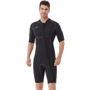 Hevto Men Wetsuit Shorty 2mm Neoprene Short Sleeve Wet Suit for Surfing Diving Swimming Snorkeling SUP (X-Small, M2S-Front Zip-Black)