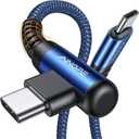 AINOPE USB C Cable 60W 2-Pack 10ft Nylon Braided USB C to USB C Cable Type C Charger Fast Charging Right Angle USBC Cable Charger Cord for iPhone 16 Pro Max 15 Plus Samsung S24 S23 iPad Pro Blue