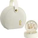 COLLECTIVE HOME - Travel Jewelry Case, Elegant Half-Moon Design with Gold Monogram, Detachable Handle, Personalized Accessory Organizer, Gift for Fashion-Forward Women and Teens (t)