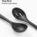 Silicone Spoons for Cooking - Kitchen Spoons for Mixing, Serving, & Stirring - 600F Heat-Resistant Non Stick Utensils Ladle & Skimmer- Dishwasher Safe, Black,10.3IN