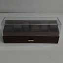 KAMIER High End Wooden Watch Box with 6 Slots & Glass Lid - 2-Layer Jewelry Organizer for Men - Watch Display Case, Ideal Business Gift for Watch Enthusiasts with Gift Box, Walnut