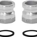 SAFBY 2 PCS Aluminum Global Type A Cam and Groove Hose Fitting, Plug x NPT Female with 2 PCS Camlock Gasket Fitting(1.5")