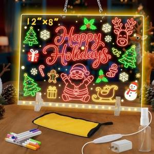 Lumiboard LED Drawing Board, LED Note Board, Acrylic Dry Erase Glow board with 4 Modes & 7 Colors Light, Include Adapter, Led Doodle Board for Kids, Halloween or Christmas Decorations (Small)