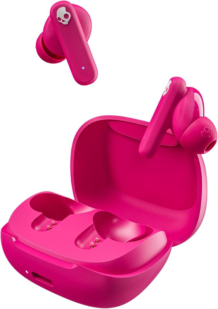 Skullcandy Smokin Buds Wireless Earbuds, Bluetooth Headphones, Noise Isolating Fit, Up to 20 Hours Battery, IPX4 Sweat and Water Resistant, Microphone for iPhone Android - Pink