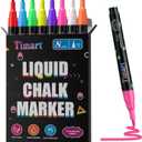 Timart Extra Fine Tip Chalk Markers (8 Pack 1mm Point), Liquid Chalk Pens - Dry Erase Marker Pens for Blackboard, Chalkboards, Windows, Glass, Bistro, Cars, Signs, Chalkboard Labels Included