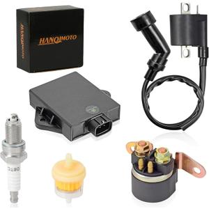 CDI Box Ignition Coil Kit with Spark Plug Starter Solenoid Relay for Arctic Cat 300 2X4 4X4 1998-2005,for Arctic Cat 250 2X4 4X4 1999-2005