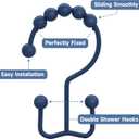 Titanker Shower Curtain Hooks Rings, Rust-Resistant Metal Double Glide Shower Hooks for Bathroom Shower Rods Curtains, Set of 12 Hooks - Navy Blue