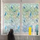 Window Privacy Film Stain Glass Window Film Rainbow Window Film Window clings Non-Adhesive Reusable Decorative for Room (Colorful Birds on Vines, 17.5 X 157.4 in)