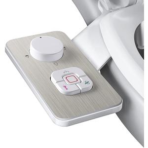 Bidet Attachment - SAMODRA Non-Electric Cold Water Bidet Toilet Seat Attachment with Pressure Controls,Retractable Self-Cleaning Dual Nozzles for Frontal & Rear Wash - Brushed Nickel