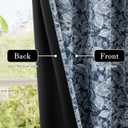 ChrisDowa Navy Blue Blackout Curtains 84 Inches Long 2 Panels for Bedroom Living Room,Flower Patterned Room Darkening Thermal Insulated Soundproof Grommet Window Treatments Drapes,52X84