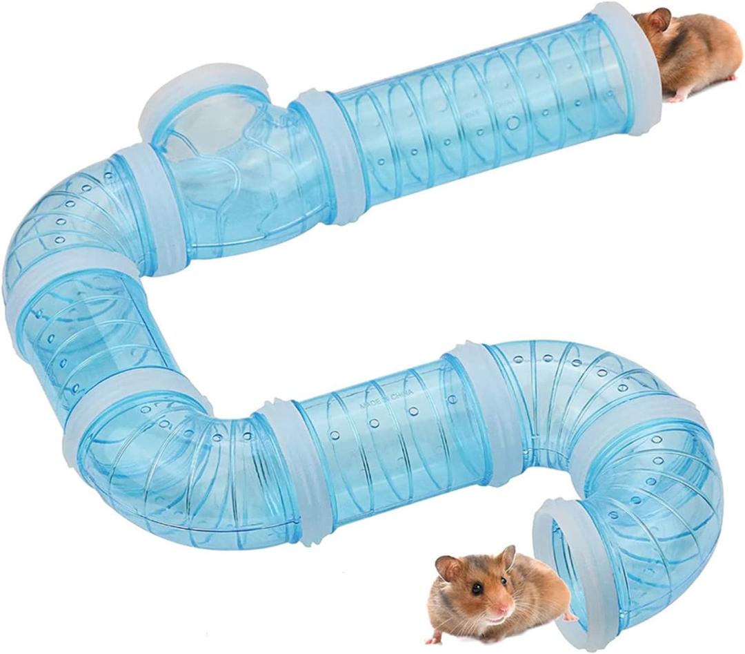 Hamster Tunnel Tube DIY Assorted Pipe Toy Playground Tunnel Excercise Toy for Mouse Dwarf Hamster Gerbil Rat (Blue)