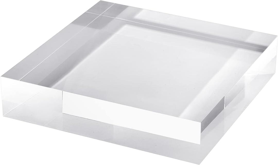 CiaoHER 2in Thickness Solid Acrylic Cube Display Block Clear Polished Pedestal Stand Riser Solid Base 2'' x 11" x 11", 1 Pack