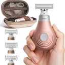 Trimcoo Mini Bikini Trimmer for Women - Intimate Pubic Hair Removal, Electric Body Groomer, Small Portable Wet/Dry Shaver, Magnetic Blade, USB-C Rechargeable with Travel Case, Easy to Clean (Gold)