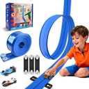 Flexible Race Car Track for Kids, 15Ft Race Track Toy with Suction Cups & 2 Alloy Cars & 3 Anchors, Compatible with Hot Wheels and Diecast 1/64th Cars for Ages 3 +, Rolls Up Portable Racetrack