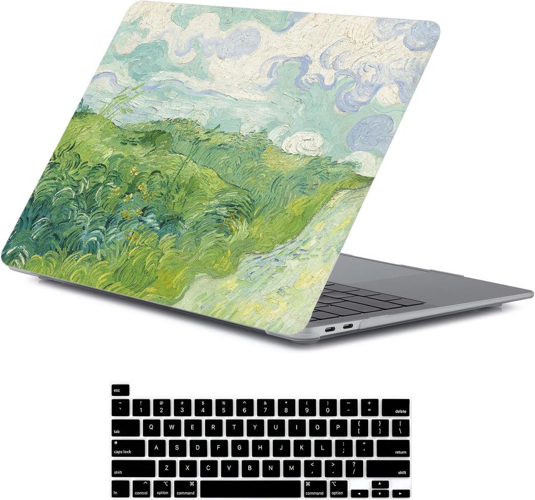 LanBaiLan Compatible for MacBook Pro 13 inch with Touch Bar 2022 2020 2019 2018 2017 2016 Release M1 M2 A2338 A2289 A2251 A2159 A1989 A1706 A1708, Laptop Hardshell Case and Keyboard Cover, Grassland