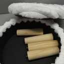 Wimarsbon Storage Ottoman, Modern Round Footrest with Soft Padded Seat, Teddy Velvet Footstool with Wood Legs, Accent Small Table or Plant Stand for Hallway, Living Room (White)