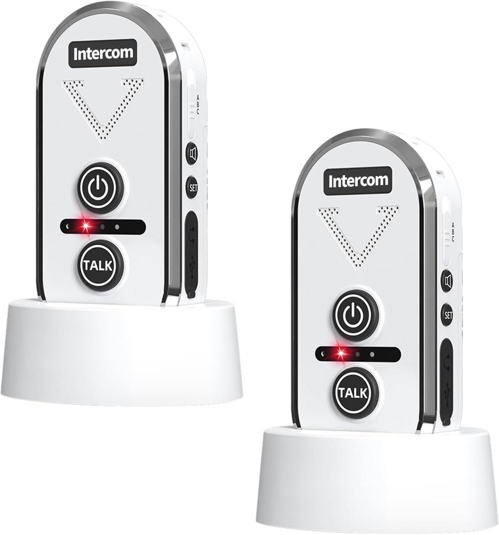 Intercoms Wireless for Home, 2 Way Intercom Communication 4900ft Long Range,Room to Room Intercom Wireless with 3 Volume Levels,20 Chimes Home Intercom System for Indoor Outdoor Use