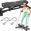 Balance Board with Resistance Bands, 300LBS Ski Balancing Machine Exercise Equipment LCD Monitor for Cardio, Home Ski Simulator Trainer for Full Body Workout (Black)