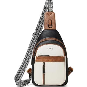 LATMAP 7L Sling Bag For Women Men Backpack Fanny Pack Crossbody Chest Travel Shoulder Belt Bags Purse Handbag PU Leather