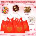 ForraFun 120 Pcs Valentines Goodie Bags Bulk Heart Drawstring Treat Candy Gift Bags with Handles Plastic Small Snacks Cookies Party Favors Pouch for Valentines Exchange Gift Holiday Birthday Supplies