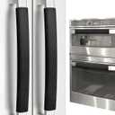 Refrigerator Door Handle Covers, Set of 4, Non-Slip Fridge Handle Covers, Washable Appliance Handle Covers, Keep Your Kitchen Clean, Freezer Microwave Oven Dishwasher Handle Protector(Black) (4 PCS - Pure Color)