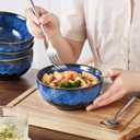 4 x vancasso Starry 24oz Bowls for Soup, Ceramic Soup Bowls Set of 4, Blue Cereal Bowls Set for Kitchen, Salad Bowls Set, Pasta Oatmeal Bowls, Lead-free, Dishwasher & Microwave Oven Safe, Blue