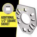 Mission Automotive Pinion Flange Holding Tool - Stainless Steel, Silver Powder Coated, 2x 1/2 In Square Sockets
