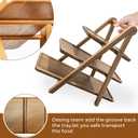 Acacia Wood 3 Tier Foldable Serving Tray Rectangular Farmhouse Stand for Charcuterie Board, Cupcake, Dessert, Party Wedding Decor, Small Flower Pot Display, Easy Storage