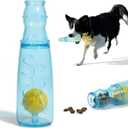 TagME Interactive Dog Squeak Toy, 3-in-1 Bottle Shape with Inner Tennis Ball and Treat Dispenser, Durable Rubber Chew Toy for Medium Dogs, Boredom Relief, Blue