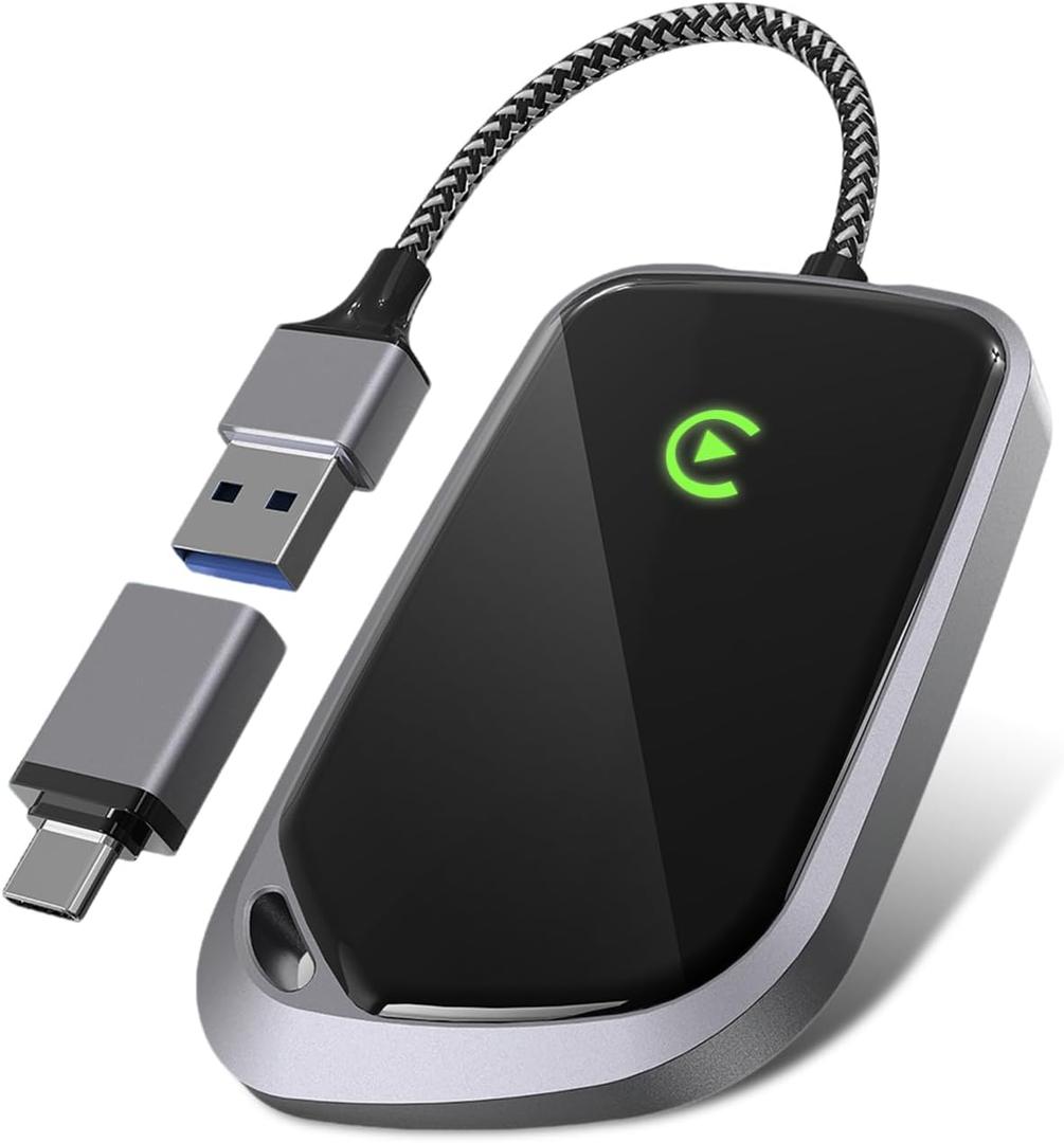 EZHAUS Wireless CarPlay Adapter, 2025 Upgraded Plug & Play Convert Wired to Wireless for iPhone, Low Latency Car Play Adapter Wired CarPlay to Wireless, Mini Car Play Dongle for iOS 10+(Black Gray)