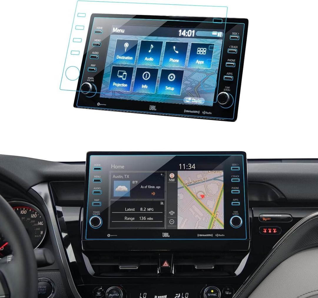 2PCS Car Screen Protector for Toyota Camry (XLE/XSE/LE/SE/TRD) Hybrid 2024 2025 2023 2022 2021 Accessories Navigation Nano Touchscreen Protector Film HD Clear Anti-Glare 9''