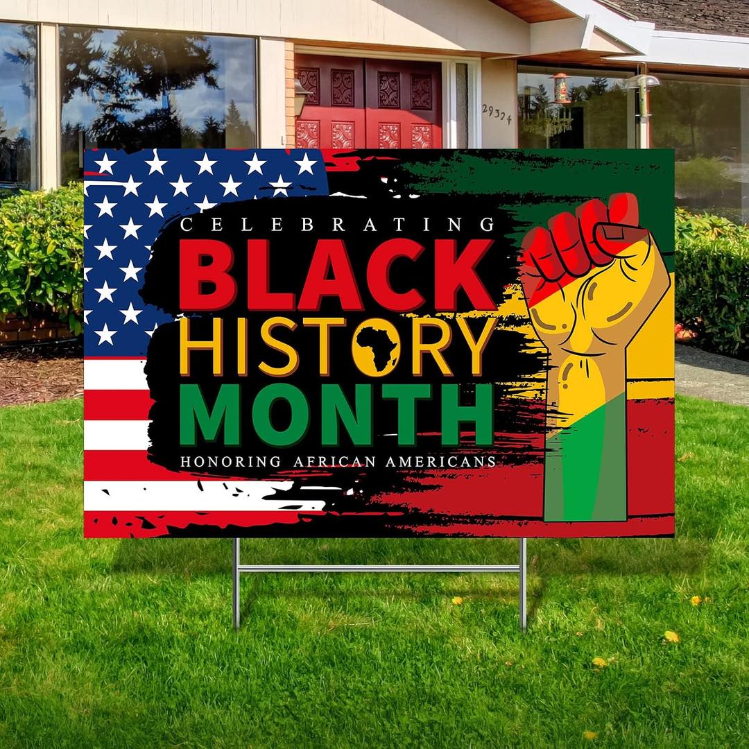 Black History Month Decoration Outdoor Black History Month Yard Sign with Stakes Afro African American Festival Supplies for Outdoor Indoor Party Decor, 24 Inches (Classic Style)