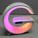 BKDRL Bluetooth Speaker Lamp with Wireless Charger, RGB Night Light, Alarm Clock, App Control - White