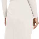 Donna Morgan Women's Long Sleeve Faux Wrap Dress (Beige, S)