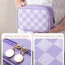 Travel Makeup Bag Cosmetic Bag for Women,Small Makeup Organizer Bag,Cute & Waterproof Vegan Leather Makeup Case with Multiple Compartments,Toiletry Bag for Cosmetics (PURPLE) (MEDIUM)