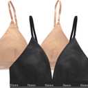 Hanes Women's Originals Triangle Bralette Pack, Breathable Stretch Cotton Bras, 2-Pack (X-Large, Black/Deep Glow)