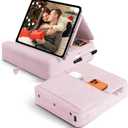 Tablet Pillow Stand with Storage, Foldable iPad Holder for Lep, Bed, Sofa, and Desk - Soft Pad Dock with Pocket and Stylus Mount Compatible with 4-13" iPad Pro/Air/Mini, Galaxy Tab, Kindle (Purple)