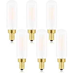 T6 Led Bulb, T6.5 Dimmable E12 Edison Light Bulbs Soft White 3000K, Frosted Glass,250lm, 25W Candelabra Incandescent Bulbs Equivalent Vintage LED Filament Candle Bulb with Decorative, 6Pack.