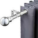 Telescoping Curtain Rod34-100 inch & 1" Damater Adjustable Window Curtain Rod with bracketSingle Curtain Rod Suitable for Kitchen Bedroom Window Office (34 to 100, Silver)