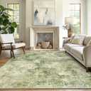 GENIMO Washable Area Rugs for Living Room Bedroom, 8x10 Modern Abstract Non Slip Rug, Low Pile Soft Contemporary Indoor Floor Carpet Cover for Dining Room Kitchen, Green (8X10, Green)